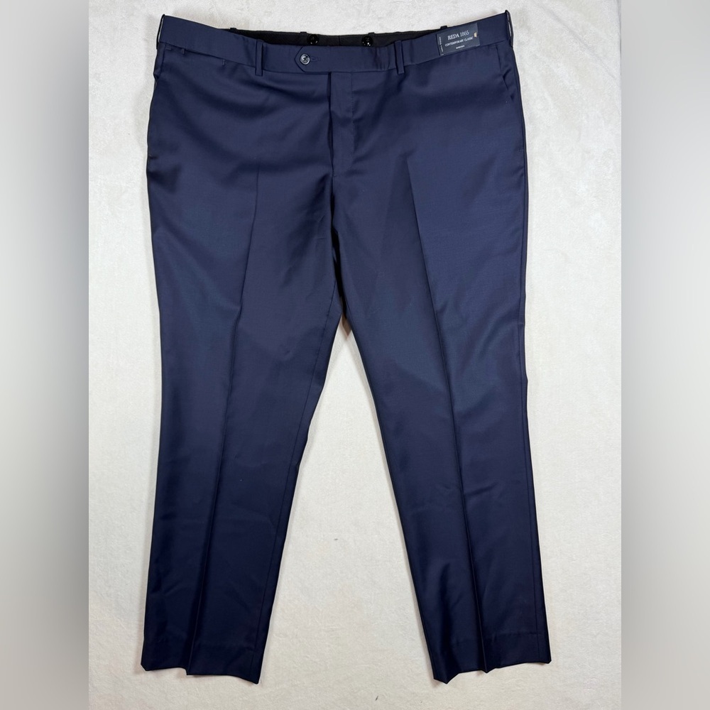 Brand New Coppley 42W Reda 1865 Italy Super 150’s Wool Navy Dress Pants Slacks